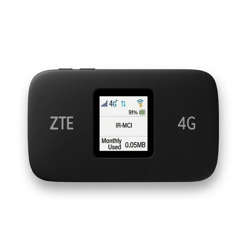 مودم جیبی زد تی ای مدل mf971rs با پشتیبانی 4.5g، پردازنده arm v7 با فرکانس 1.2 گیگاهرتز، باتری 2000 میلی آمپرساعت با شارژدهی تا 7 ساعت، اتصال همزمان 33 کاربر، فناوری تجمیع فرکانس cat6، سرعت دانلود تا 300 مگابیت بر ثانیه و وای فای دوباند 2.4 و 5 گیگاهرتز