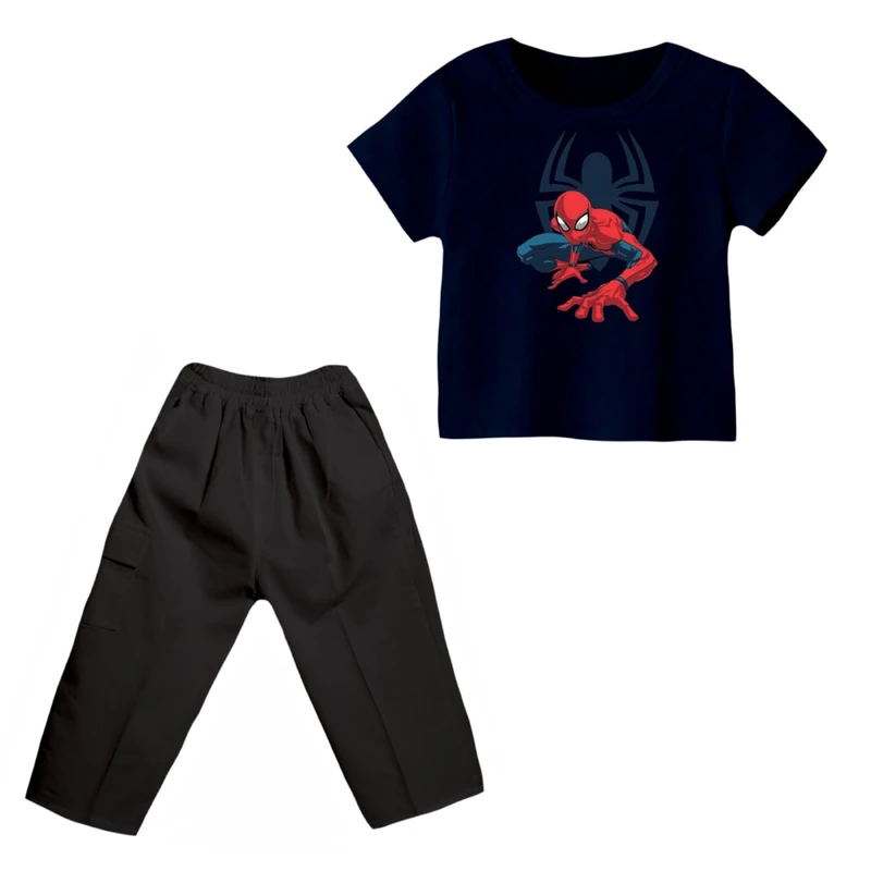 ست تی شرت و شلوارک پسرانه مدل مرد عنکبوتی کد 14