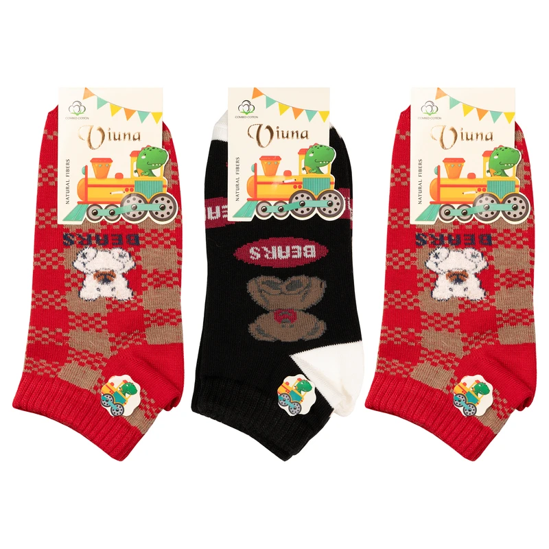 جوراب ساق کوتاه بچگانه ویونا مدل VNA7-2 مجموعه 3 عددی