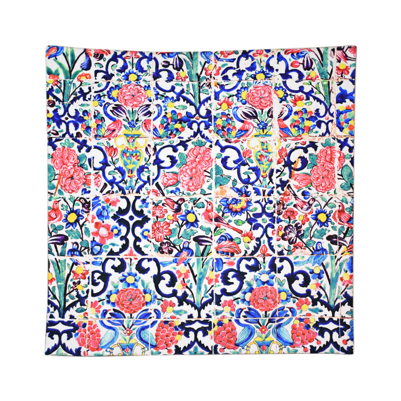 رومیزی مدل مخمل طرح کاشی کد 108
