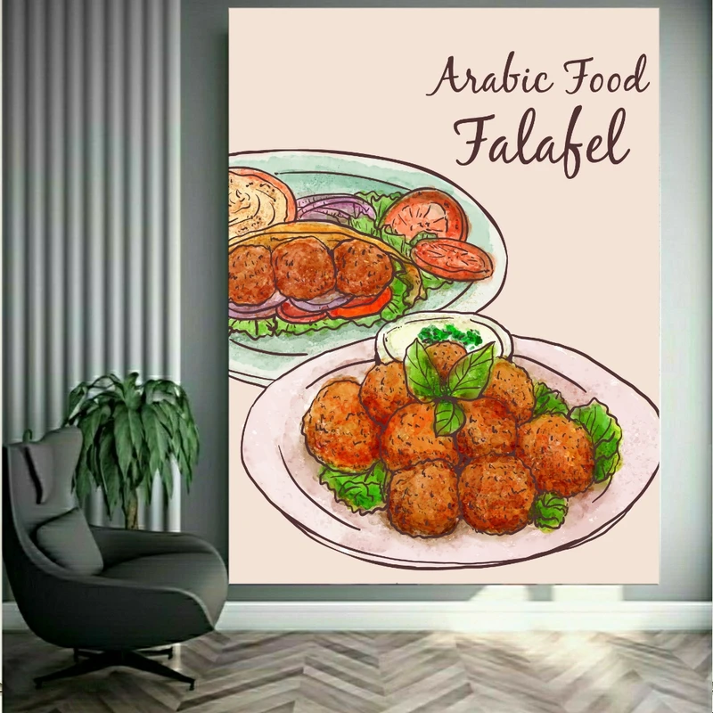 تابلو بوم طرح بشقاب فلافل لذیذ کد FP105672