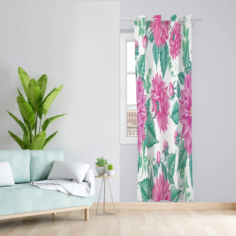 پرده طرح گل مدل مخمل پانچی کد 2074 z سایز 140x200 سانتی متر