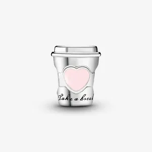 آویز گردنبند و دستبند نقره زنانه پاندورا مدل Take a Break Coffee Cup