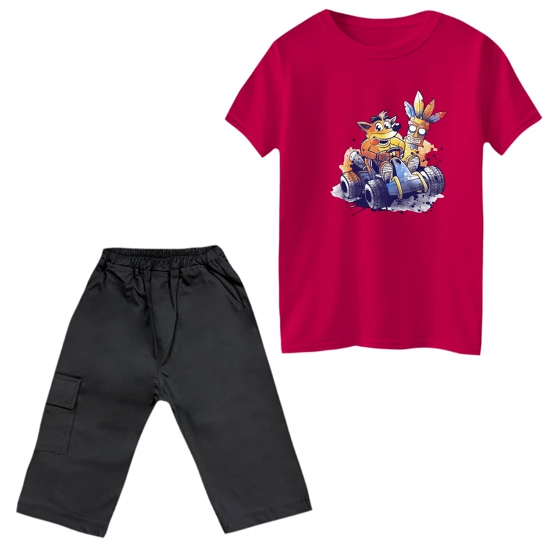 ست تی‌شرت و شلوارک پسرانه مدل کراش کد 7