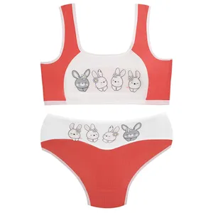 ست شورت و نیم تنه دخترانه ماییلدا مدل پددار خرگوش خندان کد 5164-7 رنگ گلبهی