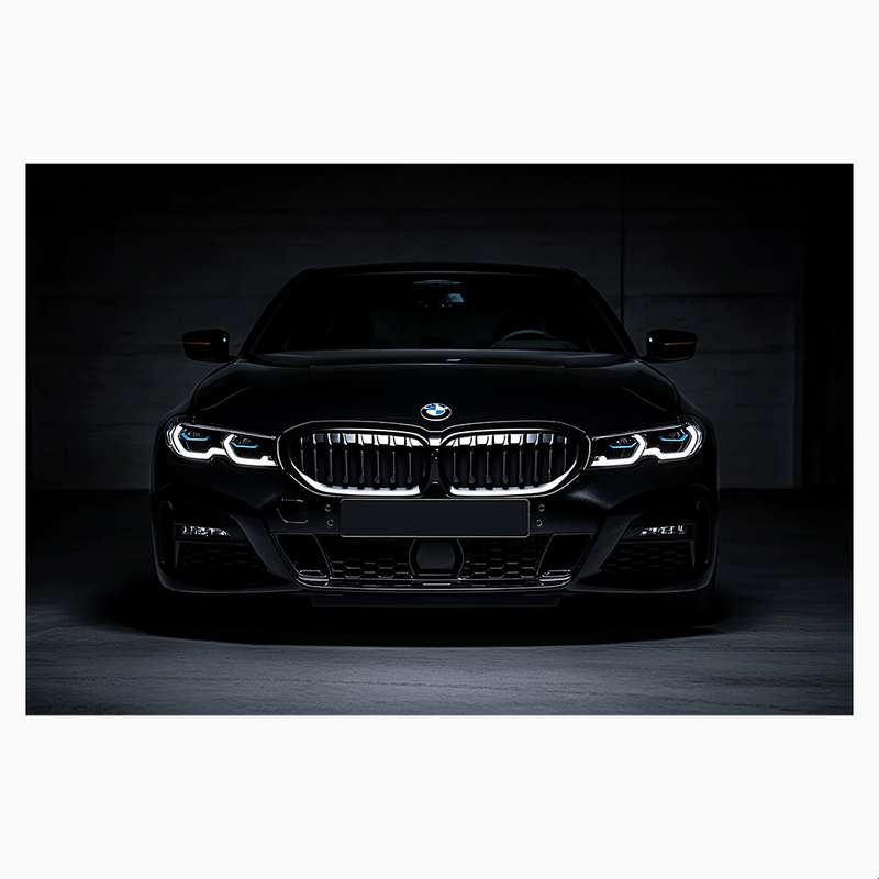 فرش پارچه‌ای مدل فرشینه طرح BMW مشکی براق کد AR3058732