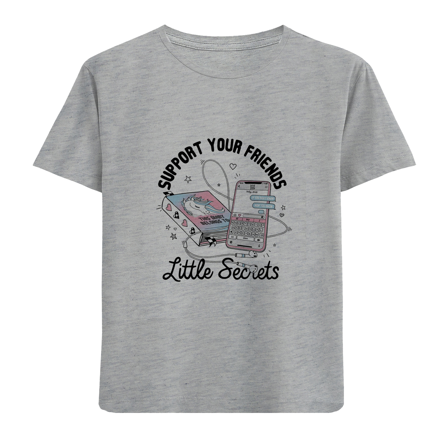 تی شرت آستین کوتاه دخترانه مدل کتاب وگوشی D256