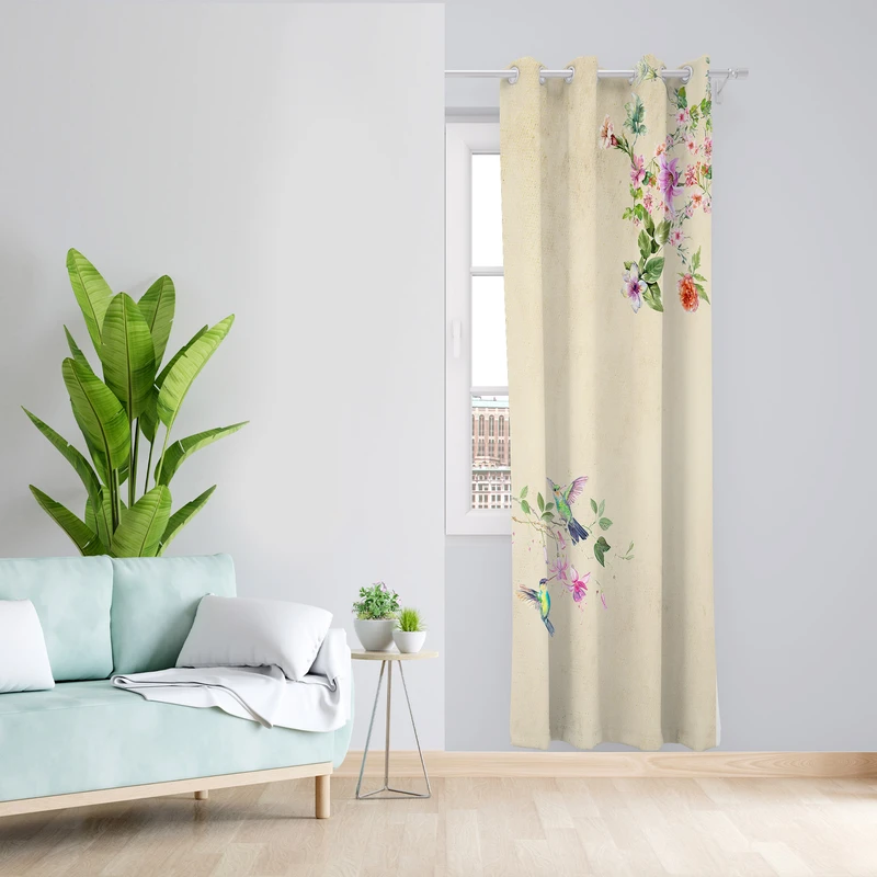 پرده طرح گل مدل مخمل پانچی کد 1844 z سایز 140x200 سانتی متر