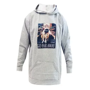 هودی زنانه مدل ملانژ پنبه رنگ طوسی روشن