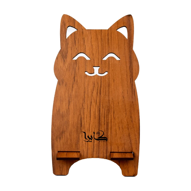 پایه نگهدارنده گوشی موبایل چوبی کایرا طرح گربه