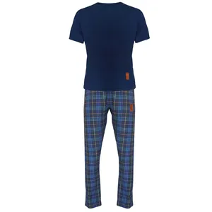 ست تی شرت و شلوار مردانه لباس خونه مدل طه 000604 کد 6341330 رنگ آبی کاربنی