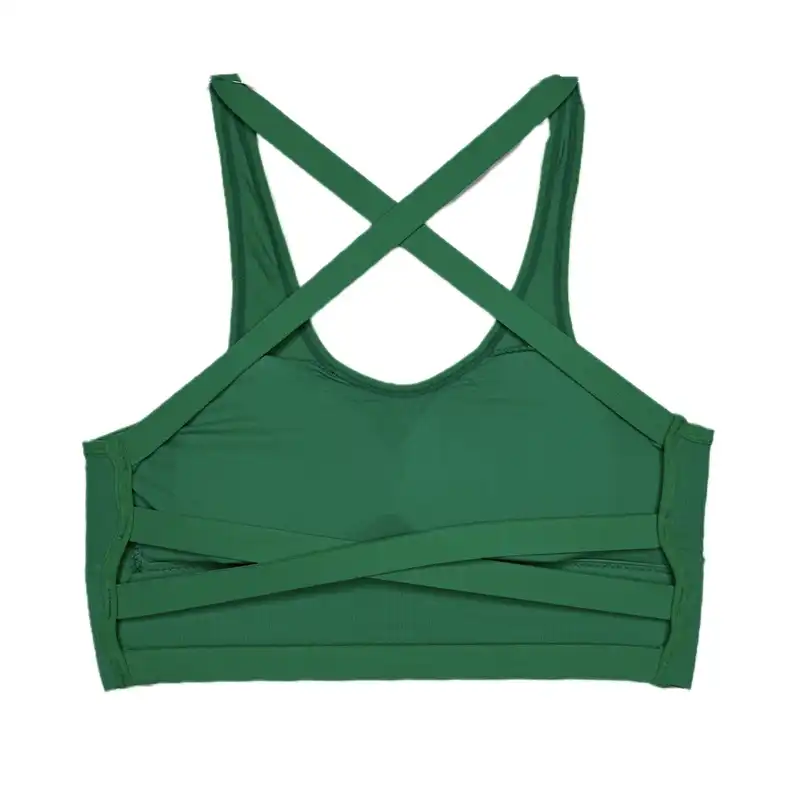 نیم تنه ورزشی زنانه مدل پشت کش ضربدری رنگ سبز