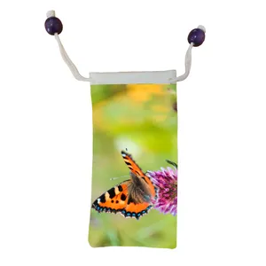 کاور عینک اطلس آبی طرح گل و پروانه مدل KE1035