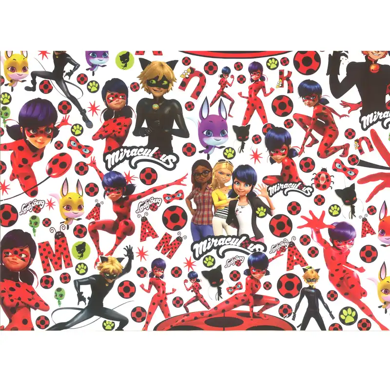 کاغذ کادو طرح دختر کفشدوزکی و پسر گربه ای مدل NGHK بسته 3 عددی