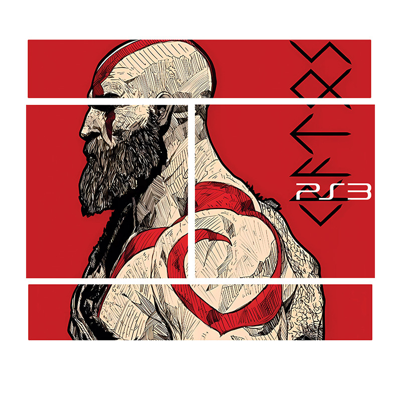 برچسب پلی استیشن 3 سوپر اسلیم مدلGOD OF WAR 03 مجموعه 4 عددی