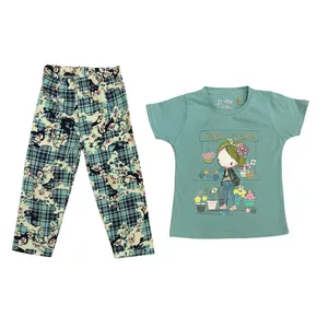 ست تی شرت و شلوارک دخترانه مدل گل 