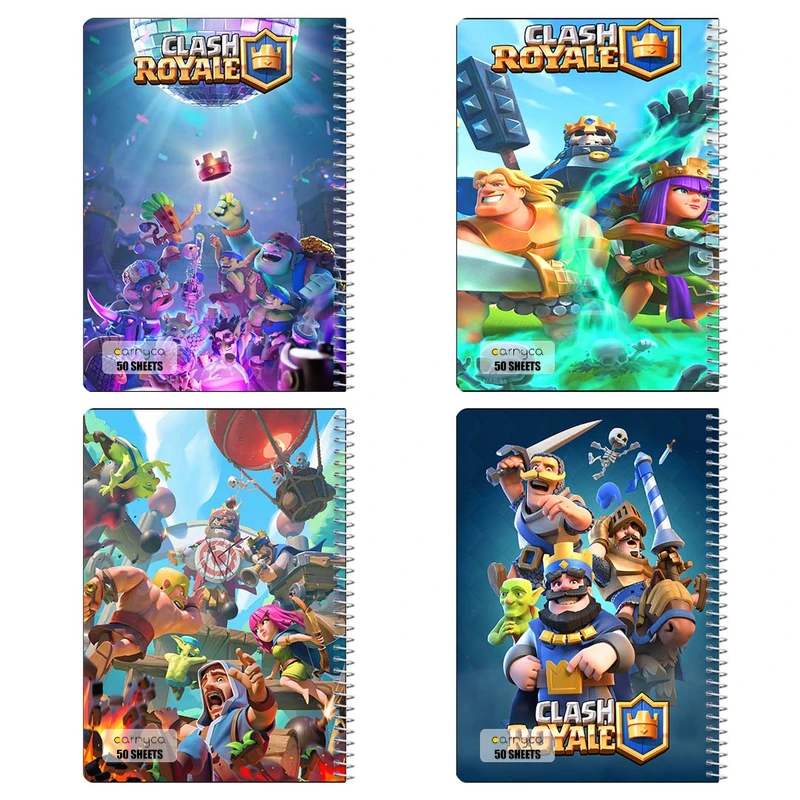 دفتر نقاشي 50 برگ کارنيکا طرح کلش رویال Clash Royale کد 74889 مجموعه 4 عددی