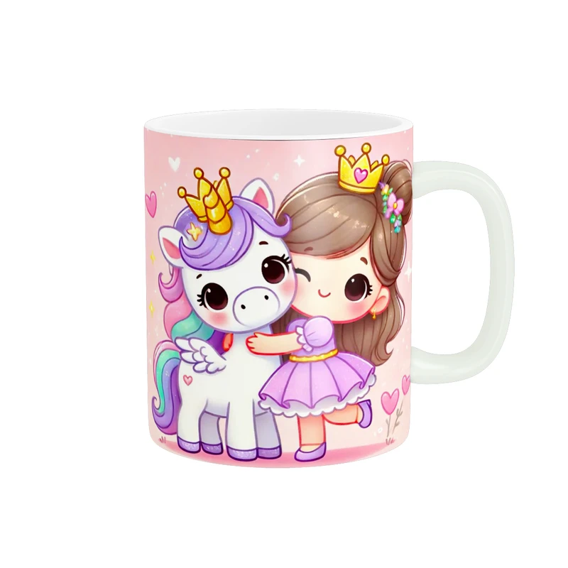 ماگ پاد آفرین مدل فانتزی طرح کارتونی دختر تک شاخ یونیکورن کیوت کد p11895