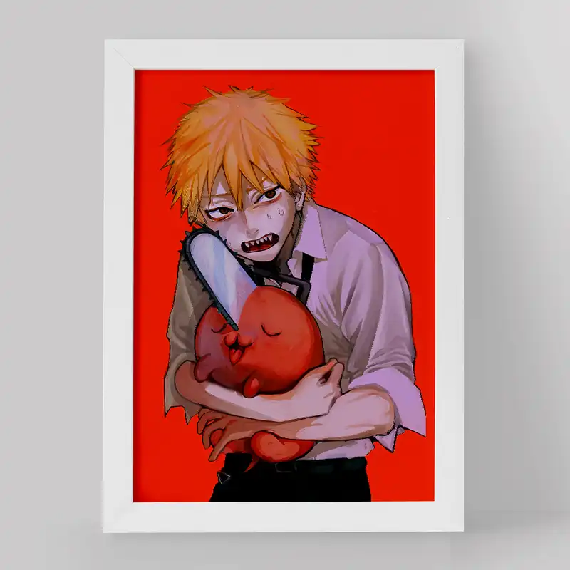 تابلو خندالو مدل دنجی و پوچیتا انیمه مرد اره ای کد 17838