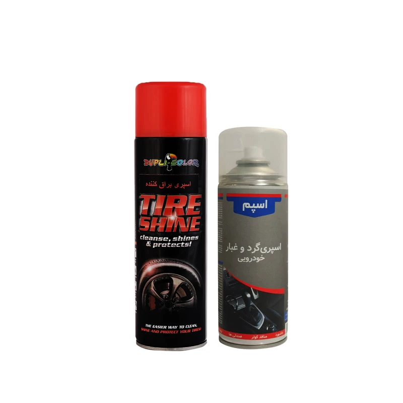 اسپری ضدپوسیدگی و براق کننده لاستیک و پاک کننده گردوغباردوپلی کالر مدل shine حجم 900 میلی لیتر