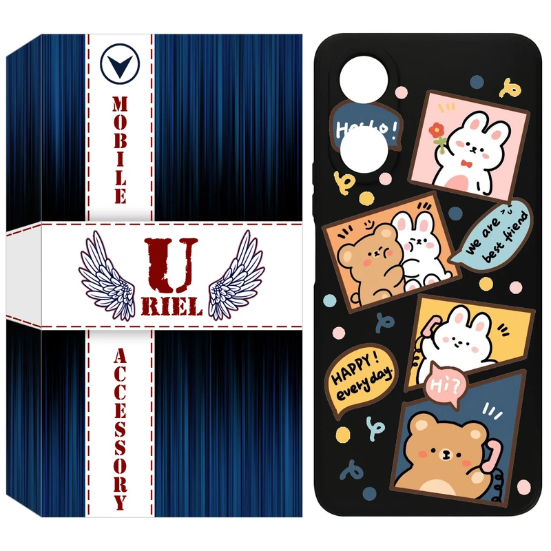 کاور یوریل قاب مدل KSH کد 19 طرح خرگوش و خرس مناسب برای گوشی موبایل آنر X5 Plus