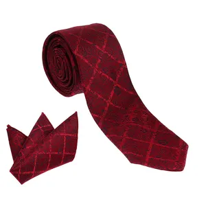 ست کراوات و دستمال جیب مردانه مدل گل و بوته کد 2