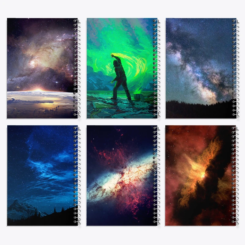 دفتر مشق 100 برگ خندالو طرح کهکشان و فضایی کد 857 مجموعه 6 عددی