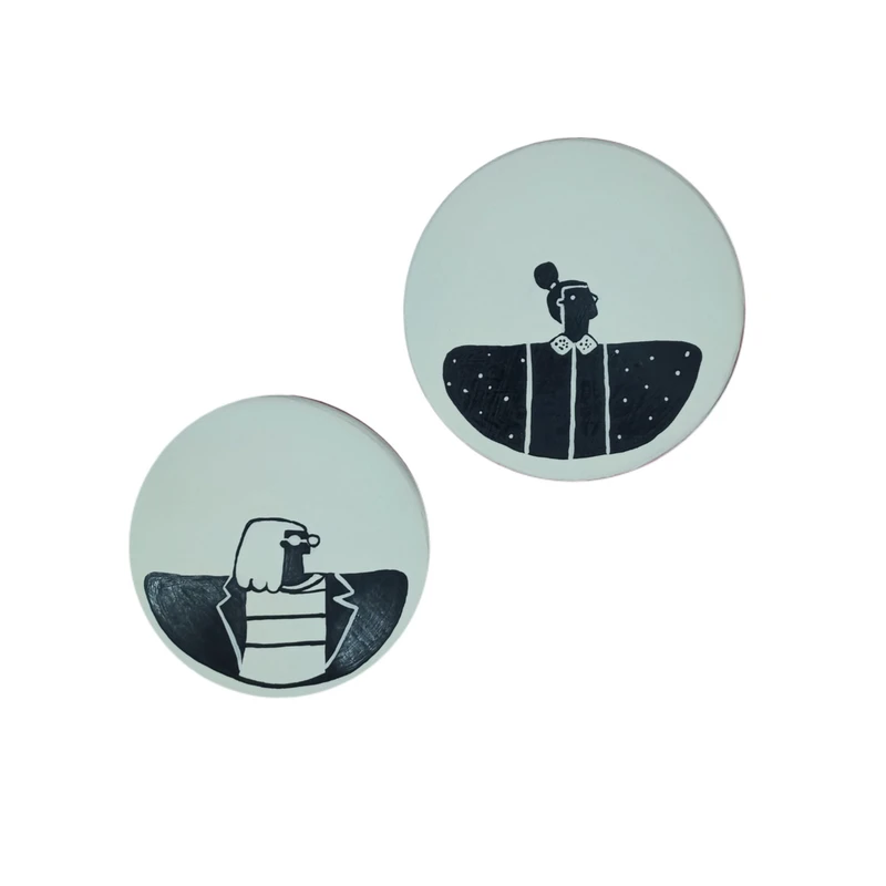 بشقاب دیوارکوب سفالی کد K731-D مجموعه ۲ عددی 