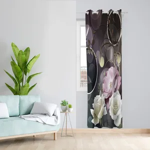 پرده طرح گل مدل مخمل پانچی کد L 1393R Z سایز 140x200 سانتی متر