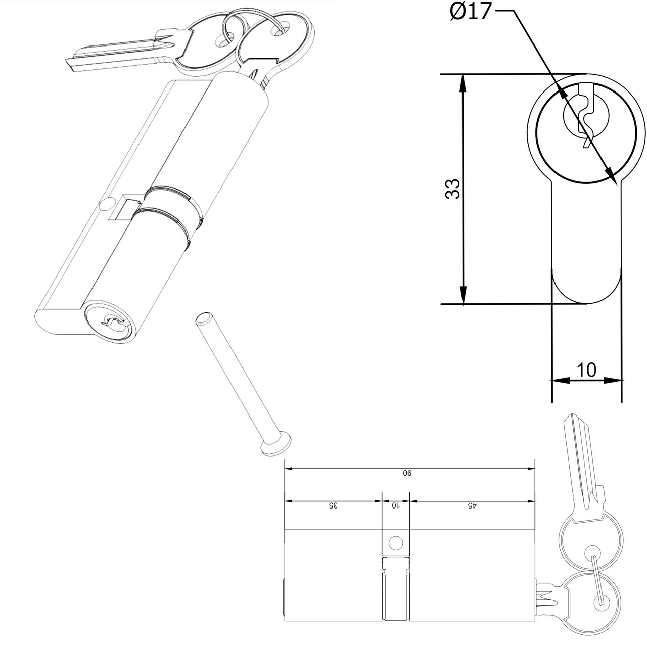 سیلندر قفل آکادو مدل uPVC