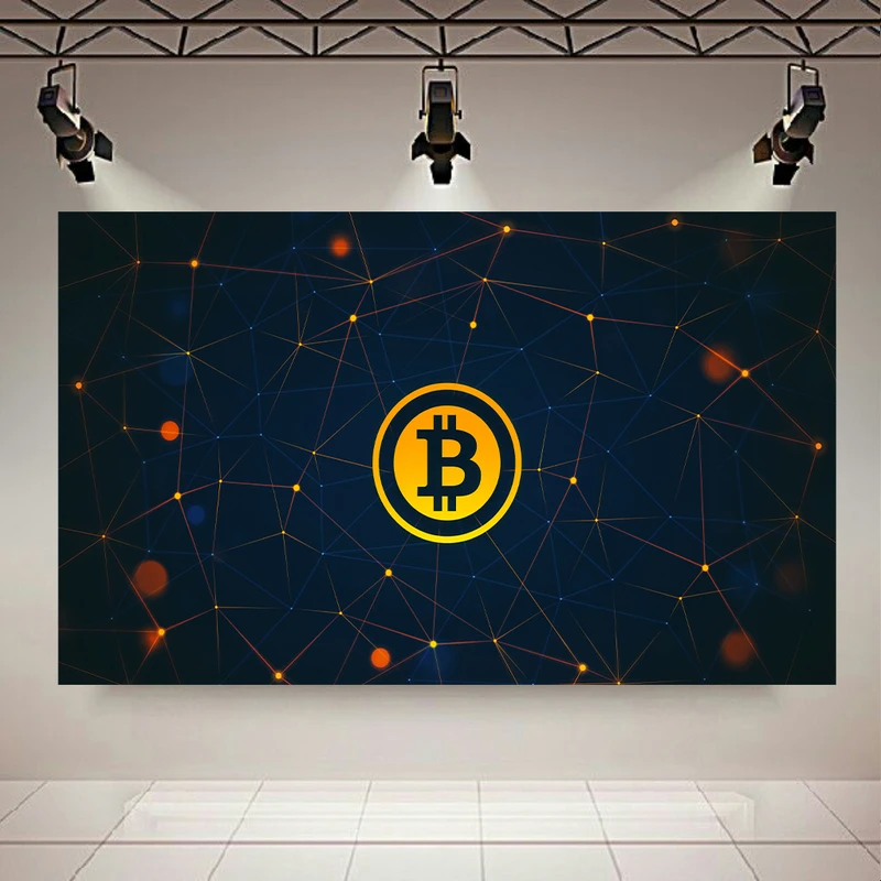 تابلو بوم طرح بیت کوین مدل Yellow Bitcoin کد PD3825