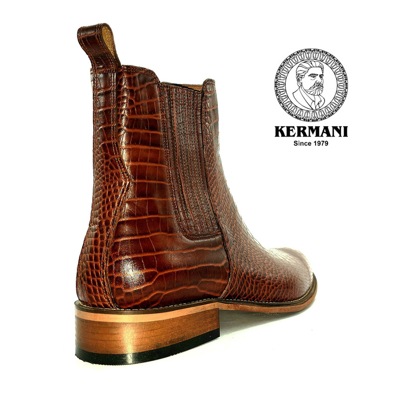 نیم بوت مردانه کرمانی مدل چرم دستدوز طبیعی کد 626 رنگ عسلی