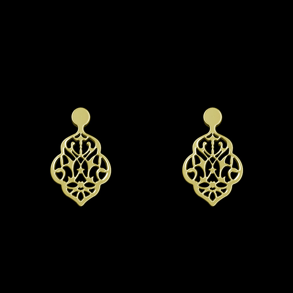 گوشواره طلا 18 عیار زنانه مدوپد مدل اسلیمی کد GA1-10041