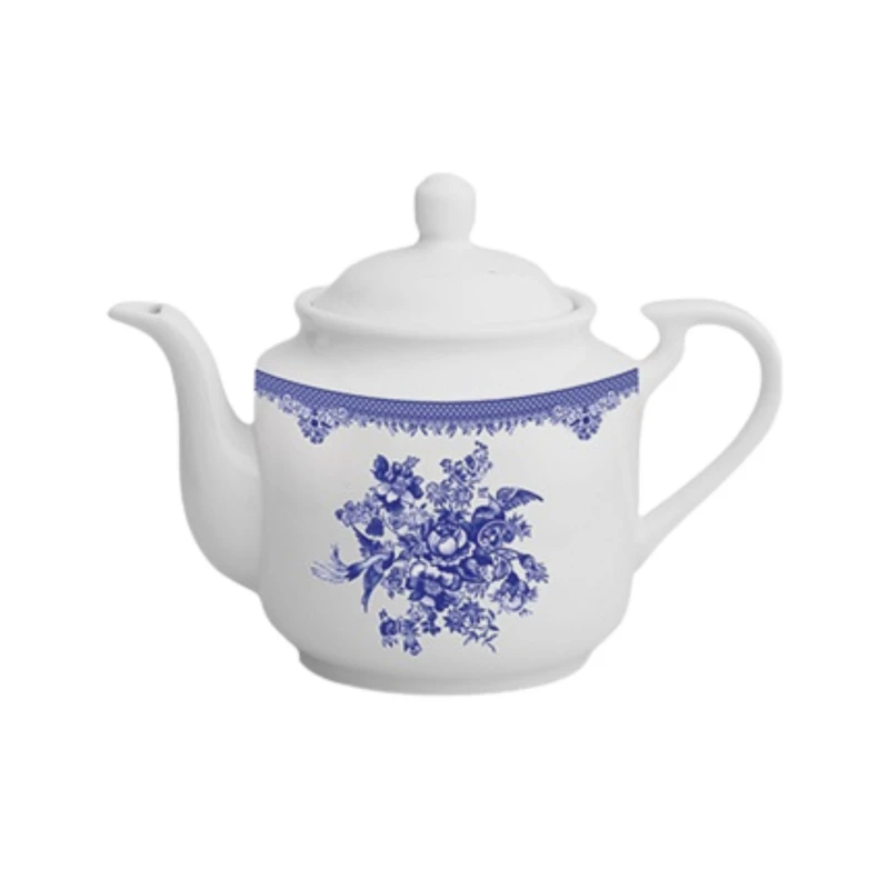 قوری چینی زرین ایران مدل چای استوانه کوچک 3 فلورانس درجه عالی گنجایش 450 میلی‌لیتر