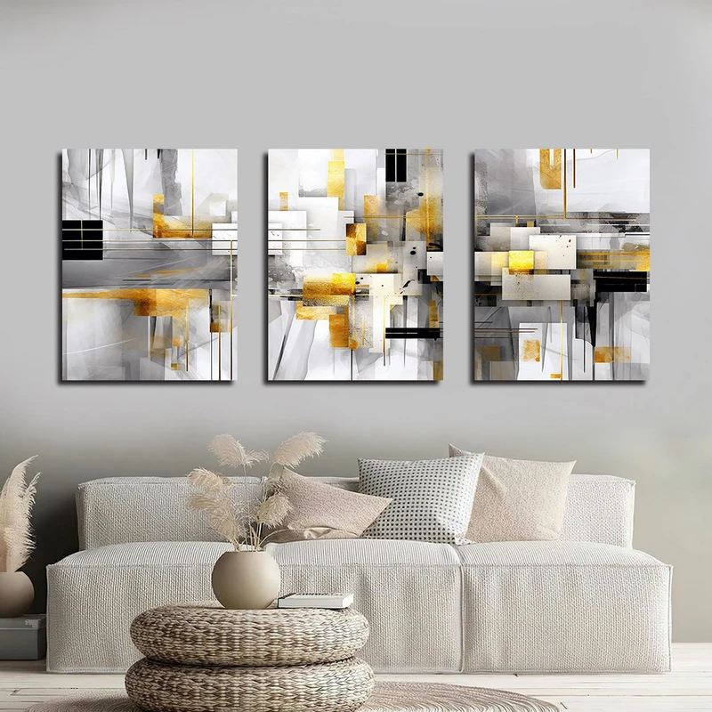 تابلو شاسی بکلیت طرح نقاشی انتزاعی مدل SH-3131 مجموعه 3 عددی