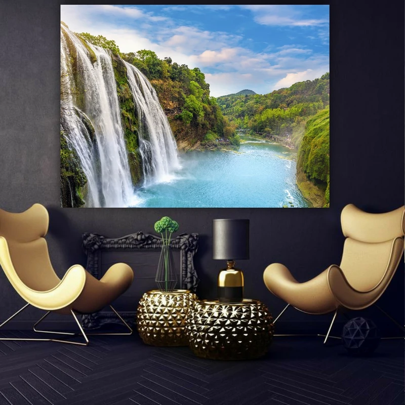 پوستر پارچه ایی طرح آبشار مدل آسمان آبی کد FP2223