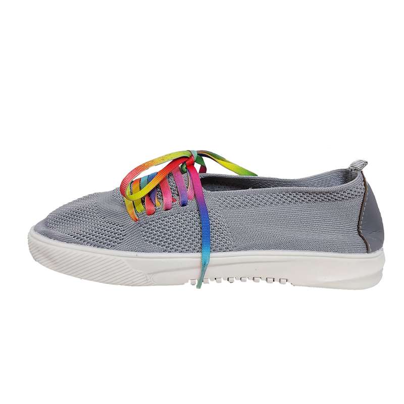 کفش روزمره زنانه مدل کش بافت رنگین کمان رنگ طوسی