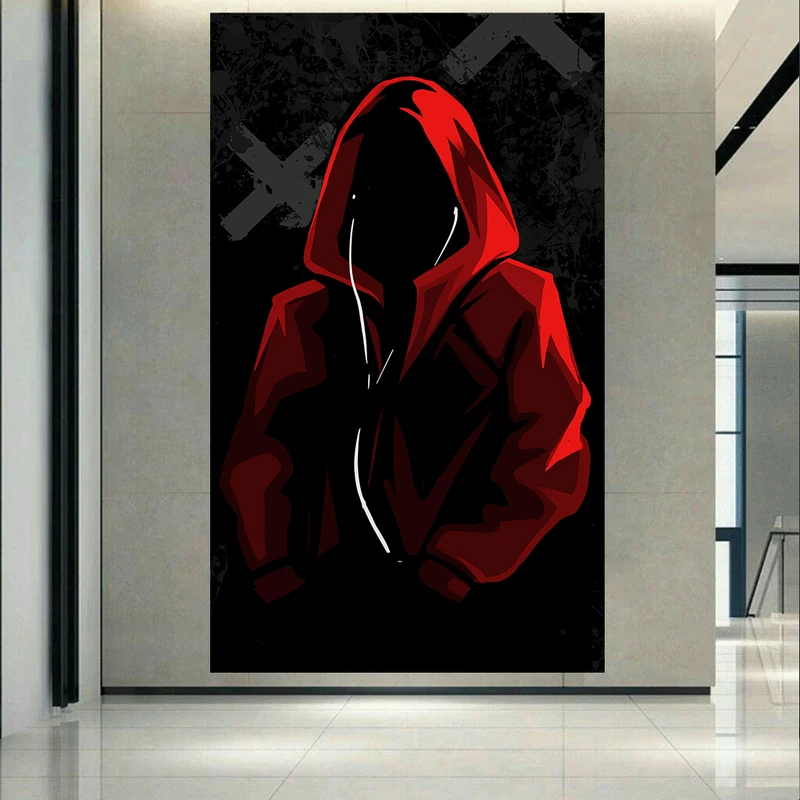 پوستر پارچه ای طرح هودی قرمز و موزیک کد AR19630
