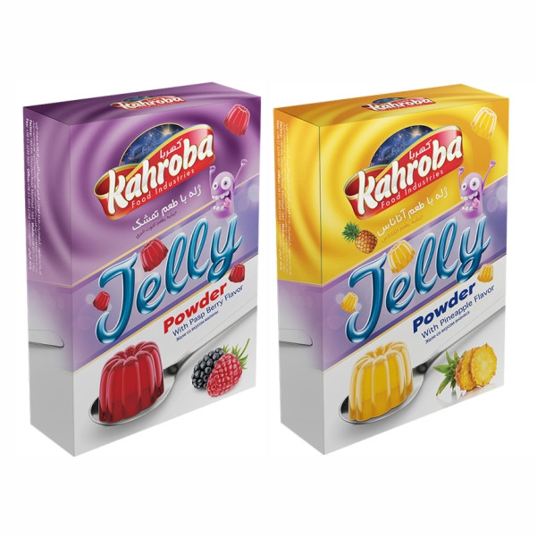 پودر ژله تمشک و اناناس کهربا - 100 گرم مجموعه 2 عددی