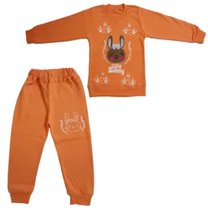 ست سویشرت و شلوار دخترانه مدل خرگوش رنگ نارنجی