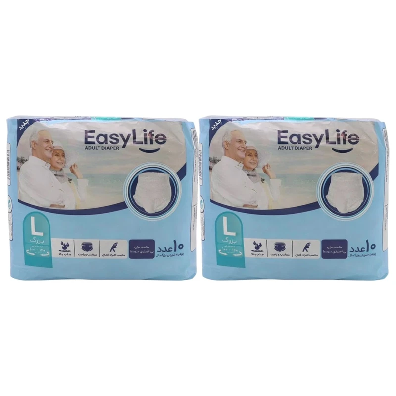 پوشک شورتی بزرگسال ایزی لایف کد 017 سایز Large دو بسته 10 عددی