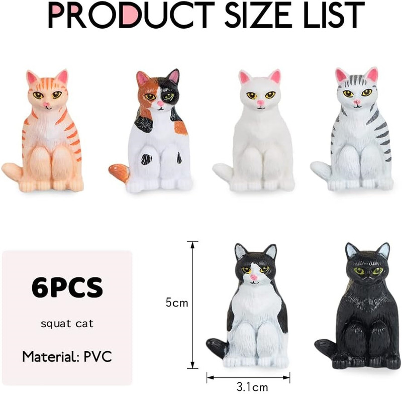 فیگور مدل گربه های نشسته طرح squat cats مجموعه 6 عددی