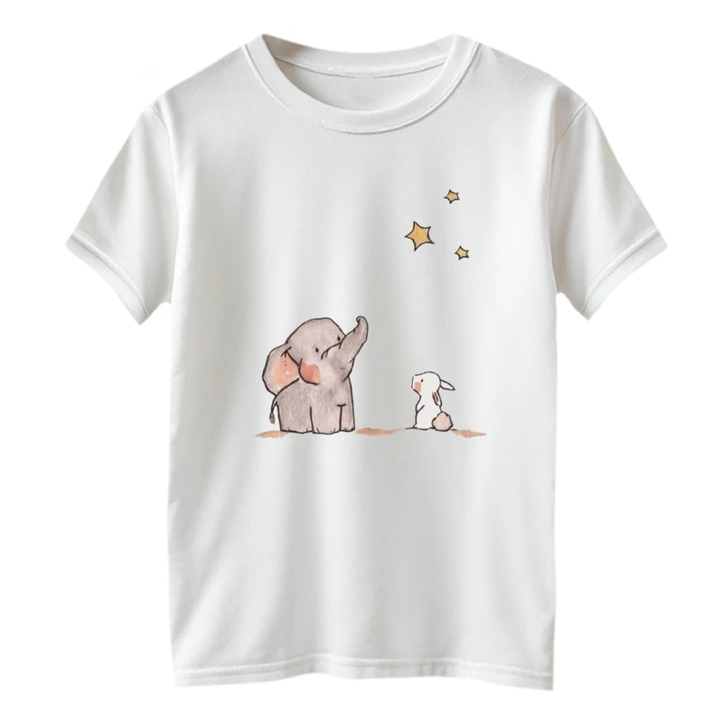 تی شرت آستین کوتاه بچگانه مدل فیل و خرگوش