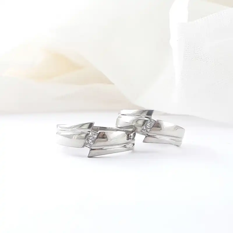 ست انگشتر نقره زنانه و مردانه مدل کامیلا