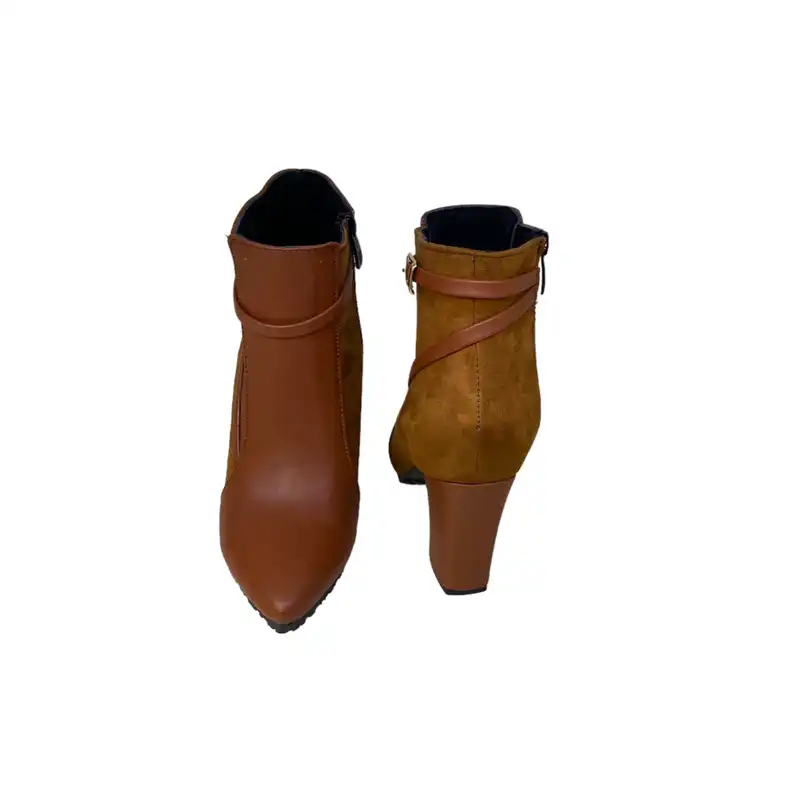 نیم بوت زنانه مدل هورس بیاله رنگ قهوه ای