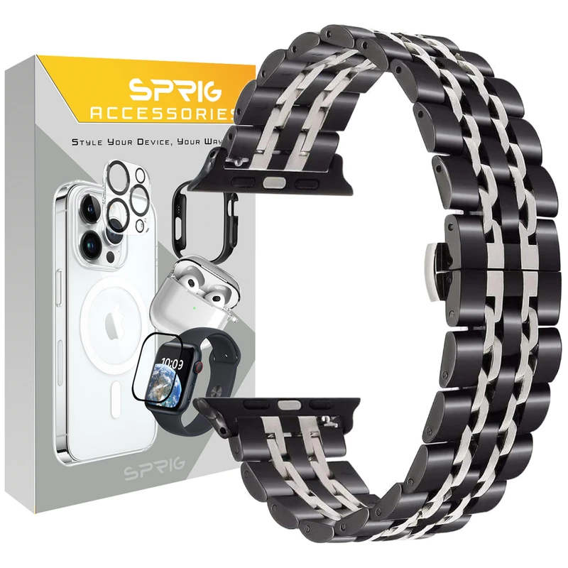 بند اسپریگ مدل 7Bead BK مناسب برای اپل واچ Series 1 Aluminum 42 / Series 2 42mm / Series 3 42mm