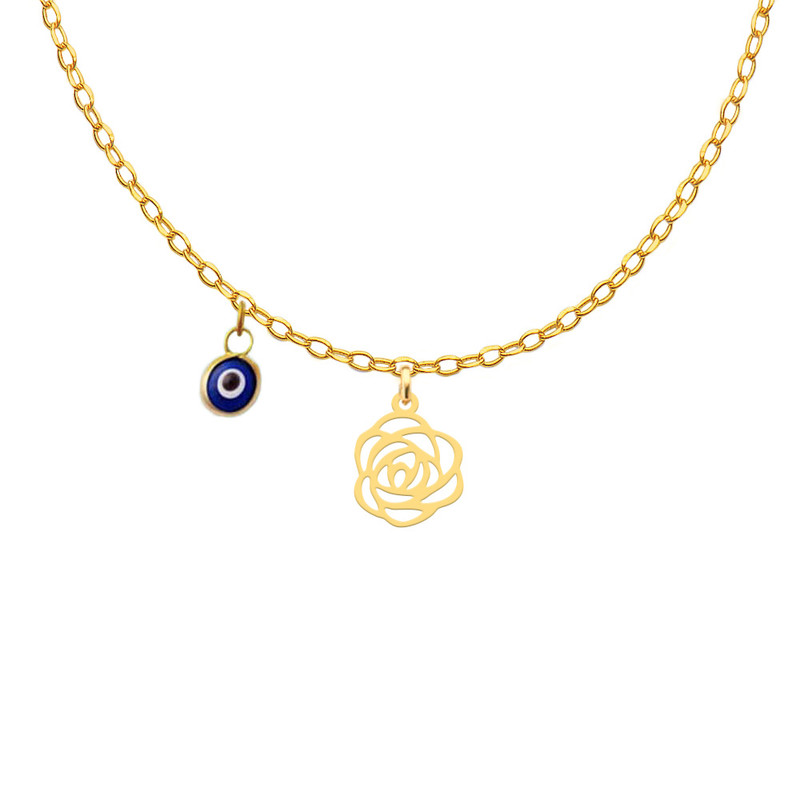 گردنبند طلا 18عیار دخترانه کرابو طرح گل رز مدل Kr11035 گردنبند طلا 18عیار دخترانه کرابو طرح گل رز مدل Kr11035