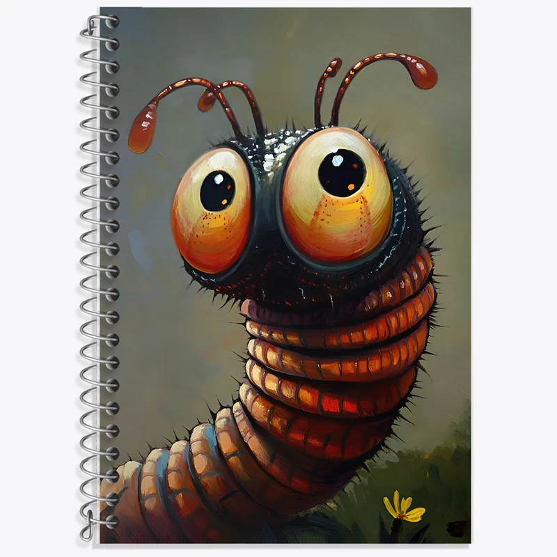 دفتر زبان 50 برگ خندالو مدل سه خط طرح کرم بامزه کد F6535