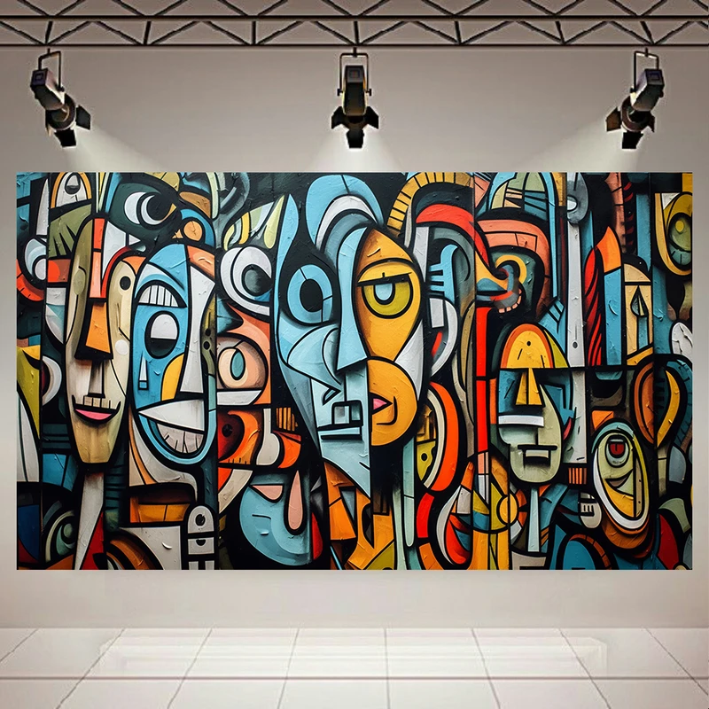 تابلو بوم طرح مخمل مدل کوبیسم هنرمندانه کد AR31109