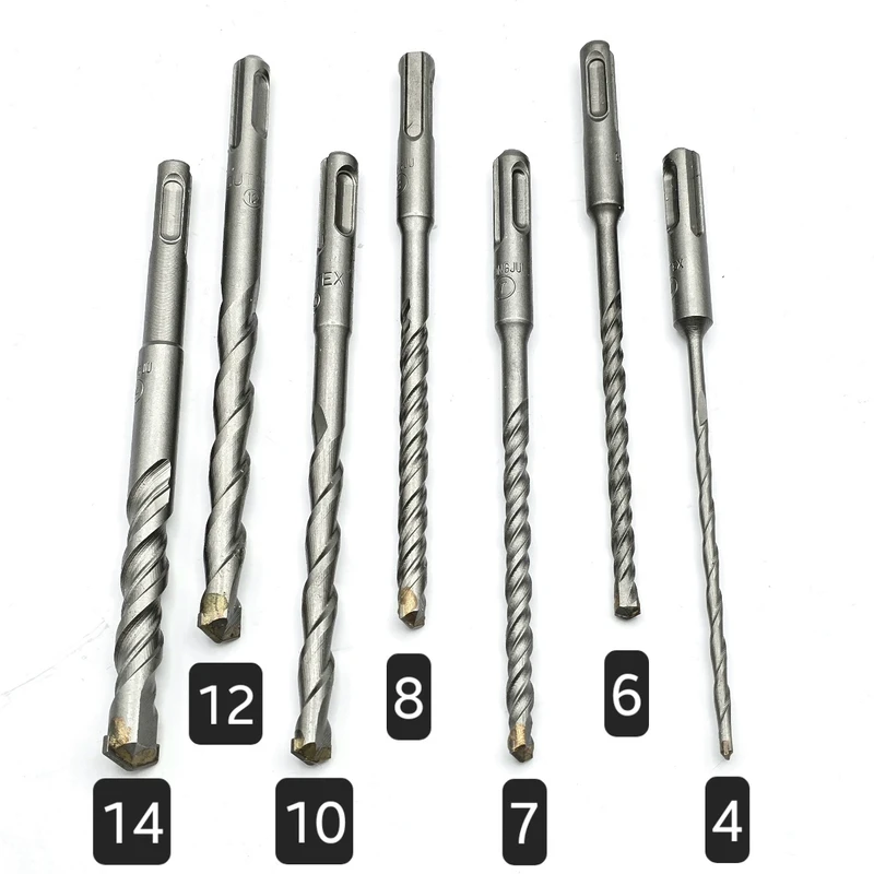 عکس شماره 2 : مته الماسه چهار شیار گوانژو کد 16-cm  سایز 4-6-7-8-10-12-14 مجموعه 7 عددی